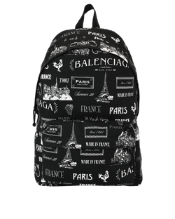 Paris Wheel Logo Backpack,Canvas,Black,5074601000V,E/DB,3*